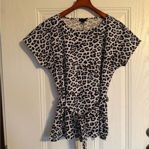 2 for $20 sale: Ann Taylor factory pullover belted cheetah leopard print blouse